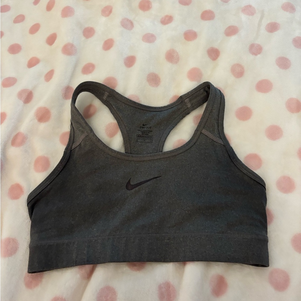 Nike Women’s Charcoal Gray Dri-FIT Racerback Sports Bra